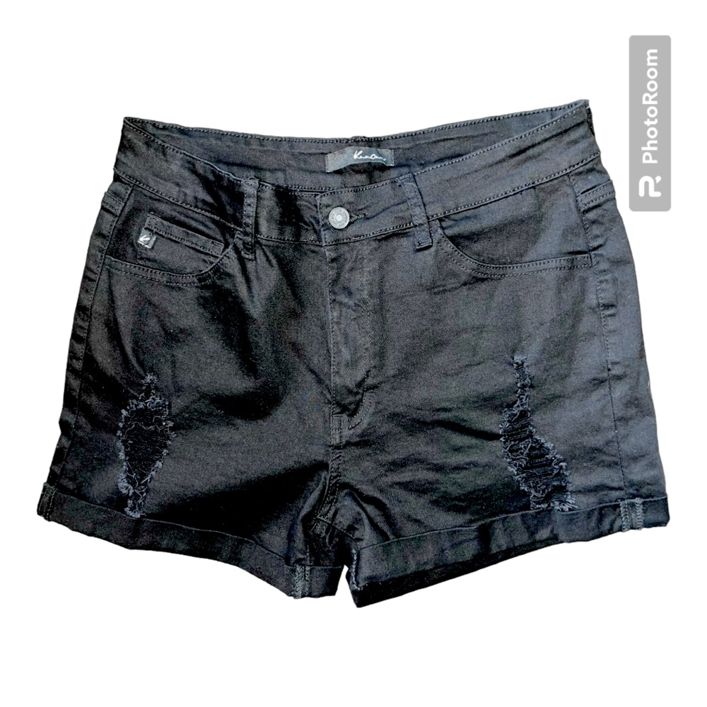 KanCan black denim stressed shorts